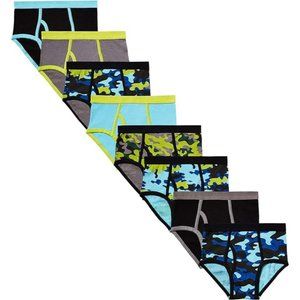 MALLARY BY MATTHEW Boys 100% Cotton Briefs Underwear (8 Pack) Neon Camo Briefs,